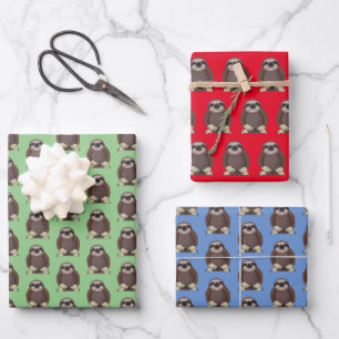 Cute Sloth Design Gift Tags Wrapping Paper Sheets