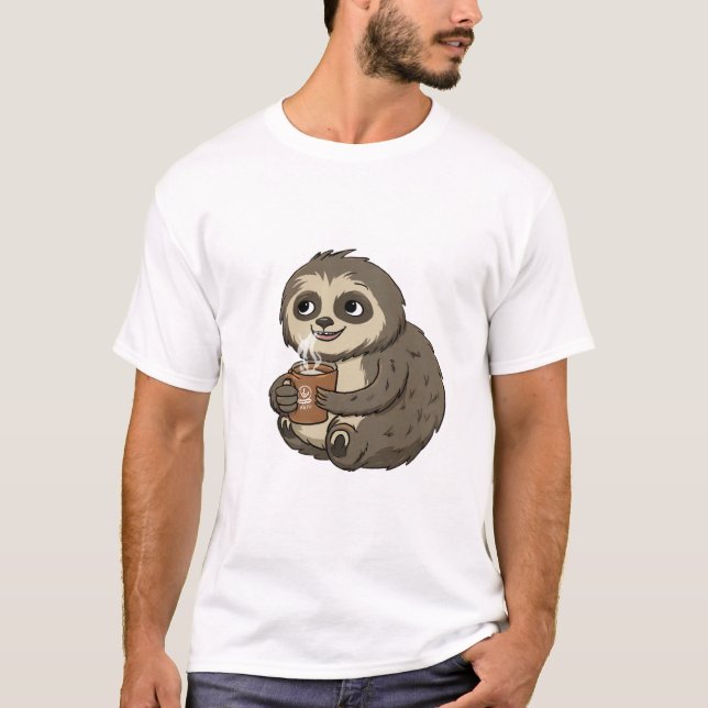 cute sloth drink coffe I Like Naps - Napping Sloth T-Shirt (Front)