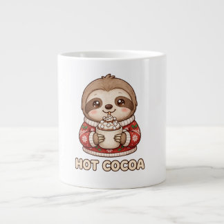 Cute Sloth Drinking Hot Cocoa Christmas Sweater Large Coffee Mug