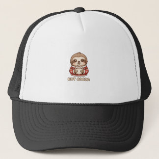 Cute Sloth Drinking Hot Cocoa Christmas Sweater Trucker Hat