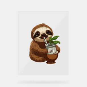 Cute Sloth Drinking Yerba Mate – Adorable Kawaii A Acrylic Sign