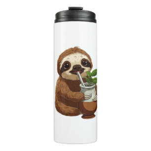 Cute Sloth Drinking Yerba Mate � Adorable Kawaii A Thermal Tumbler