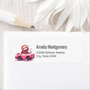 Cute Sloth Driving a Pink Convertible - Address Return Address Label