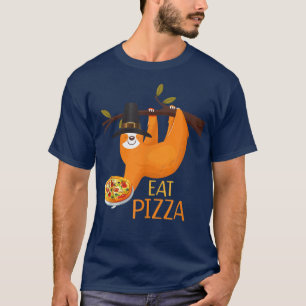 Cute Sloth Eat Pizza Adult Vegan Kids Funny Thanks T-Shirt
