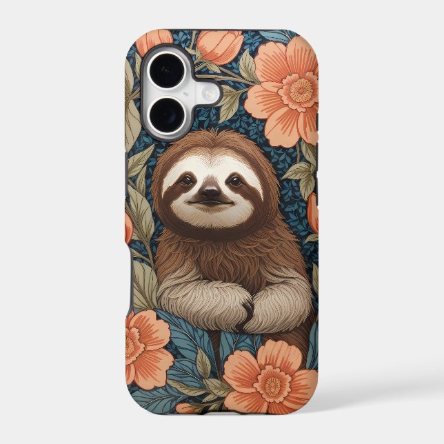 Cute Sloth Elegant Floral William Morris Inspired (Back)