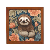 Cute Sloth Elegant Floral William Morris Inspired