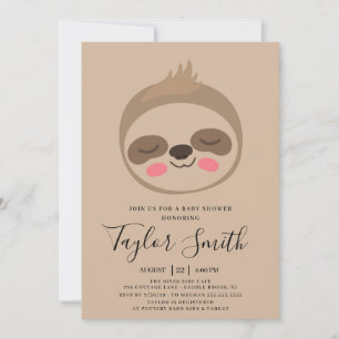 Cute Sloth Face Baby Sower Invitation