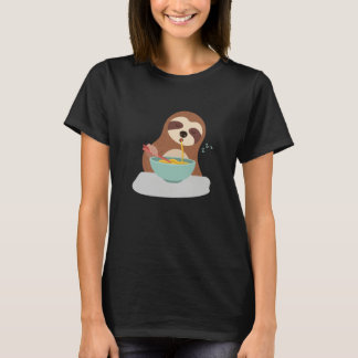 Cute Sloth Falls Asleep Eating Lazy Tired Monday T-Shirt