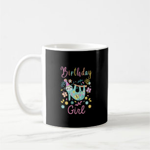 Cute Sloth Floral Girls Birthday Party T-Shirt Coffee Mug