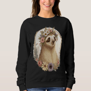 Cute Sloth Flower Crown Spirit Animal Floral Boho Sweatshirt