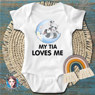 Cute Sloth Flower Racoon My Tia Loves Me Baby Bodysuit