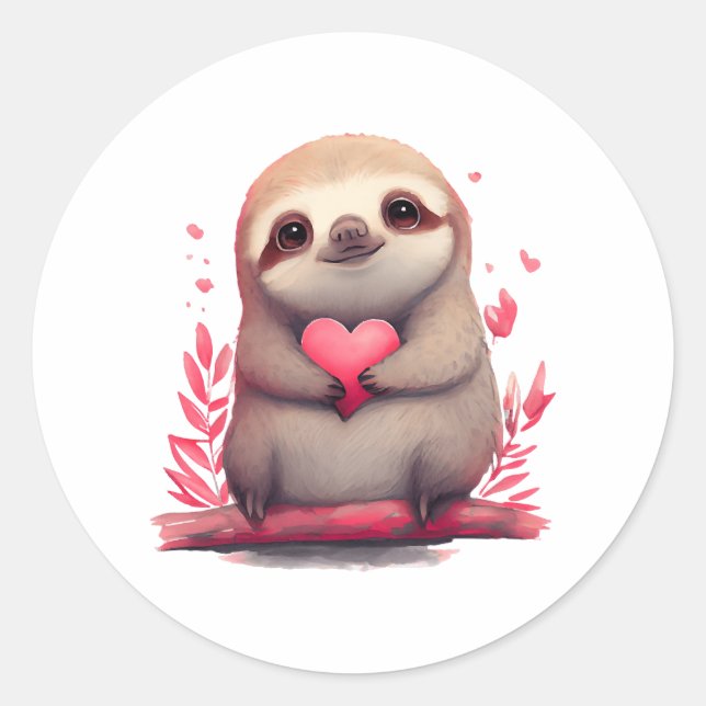 Cute Sloth Gift for Sloth lovers Colourful Art Classic Round Sticker (Front)