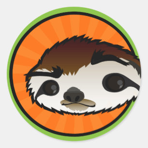 CUTE SLOTH GRAPHIC ROUND STICKERS
