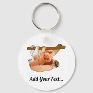 Cute Sloth Hanging In Add your Photo and Text Key Ring