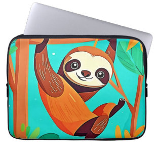 Cute Sloth Hanging in Jungle Laptop Sleeve