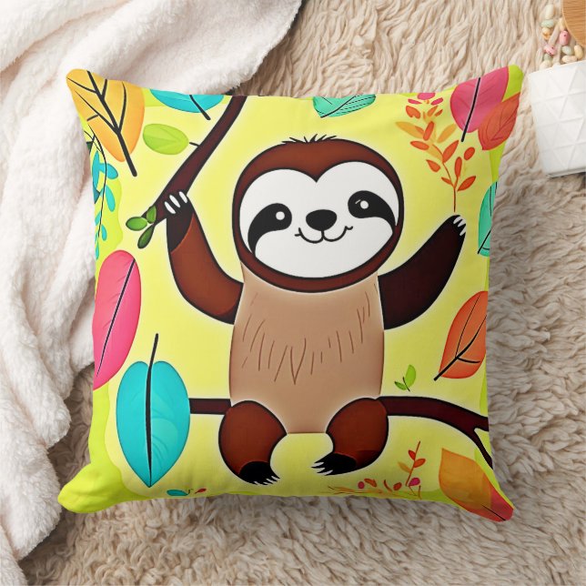 Cute Sloth Hanging on a Tree Branch Cushion (Blanket)