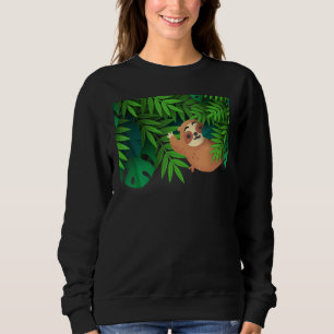 Cute Sloth Hanging Out in a Tropical Forest in Pal Sweatshirt