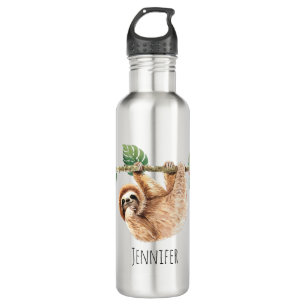Cute Sloth Hanging Upside Down Watercolor 710 Ml Water Bottle