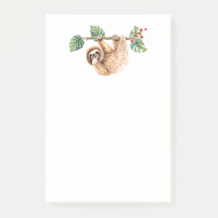 Cute Sloth Hanging Upside Down Watercolor Post-it Notes