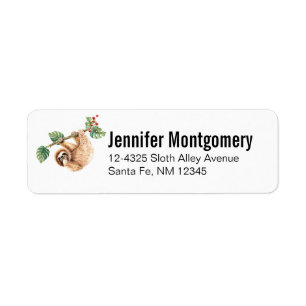 Cute Sloth Hanging Upside Down Watercolor Return Address Label
