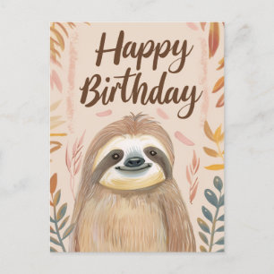 Cute Sloth Happy Birthday Postcard