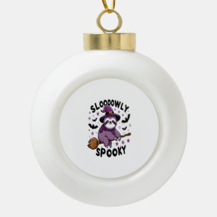 Cute Sloth Happy Halloween (2) Ceramic Ball Christmas Ornament