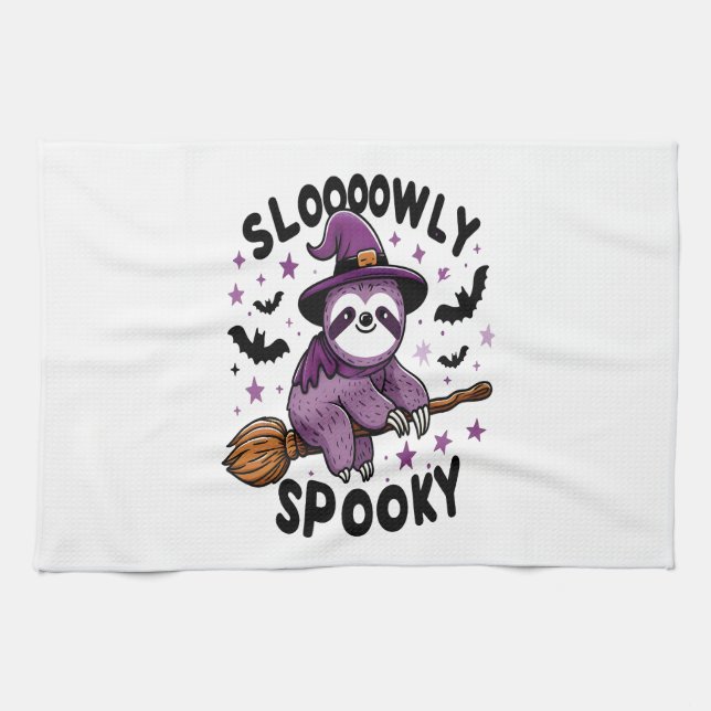 Cute Sloth Happy Halloween (2) Tea Towel (Horizontal)