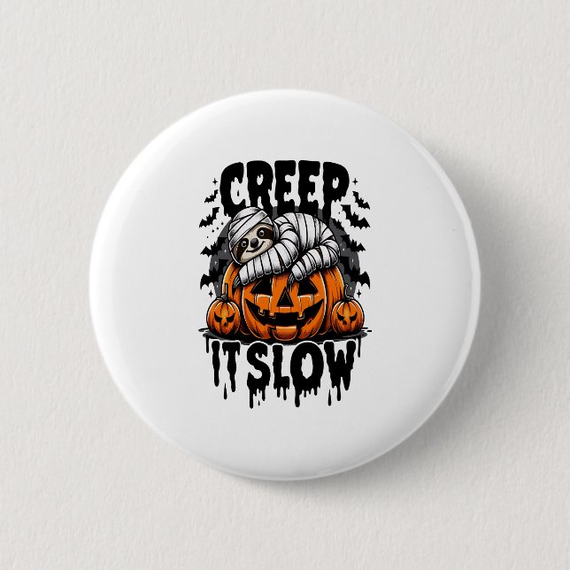Cute Sloth Happy Halloween 6 Cm Round Badge (Front)