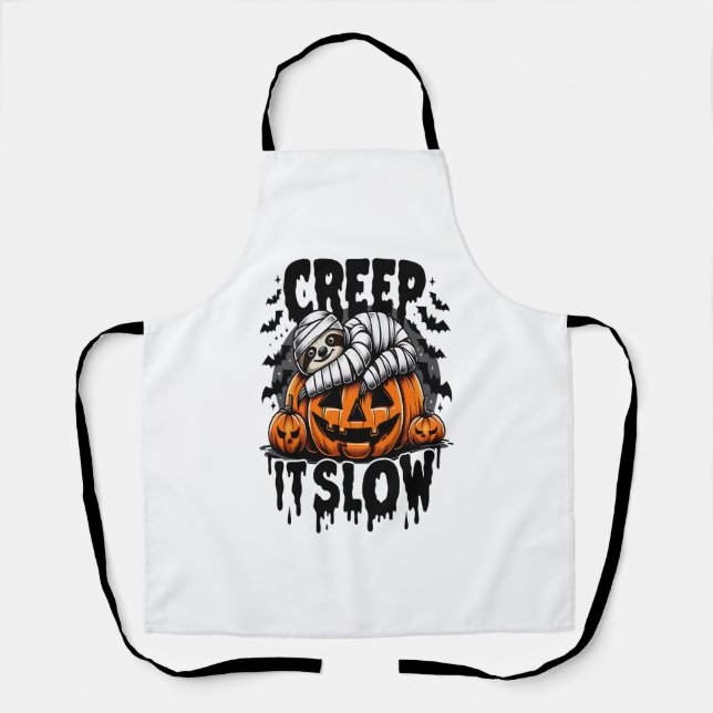 Cute Sloth Happy Halloween Apron (Front)