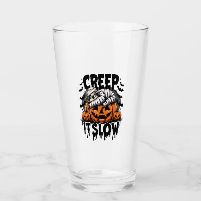 Cute Sloth Happy Halloween Glass (Front)