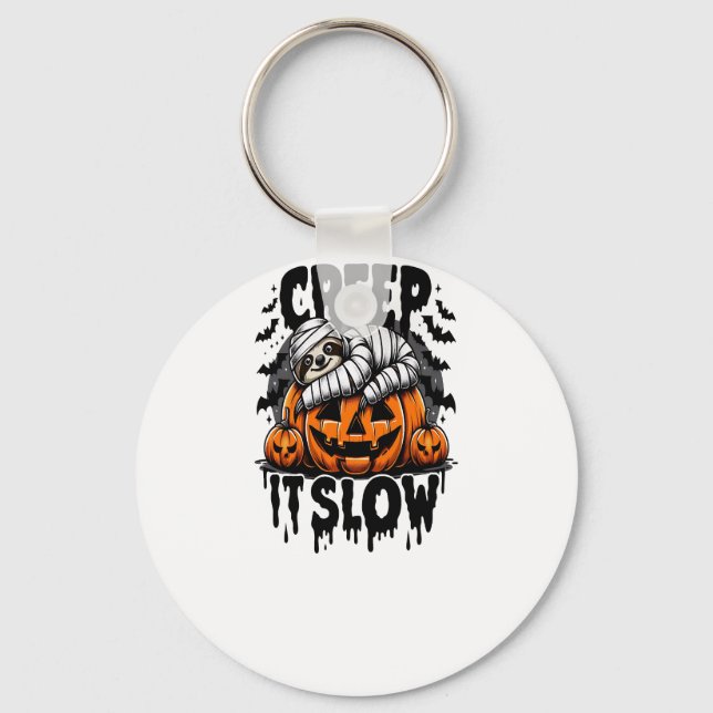 Cute Sloth Happy Halloween Key Ring (Front)