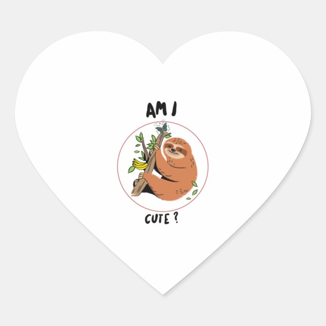 Cute Sloth  Heart Sticker (Front)