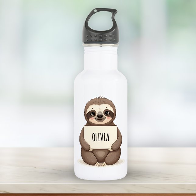 Cute Sloth Holding a Name Sign 532 Ml Water Bottle (Creator Uploaded)