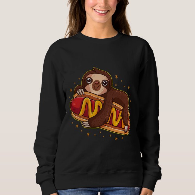 Cute Sloth Hotdog Funny Foodie Hot Dog Sweatshirt (Front)