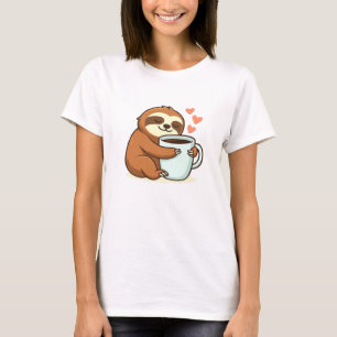 Cute Sloth Hugging Big Coffee Cup Premium T-Shirt