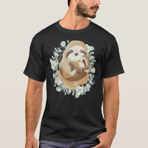 Cute Sloth  Hugs and Cuddles in Eucalyptus Greener T-Shirt