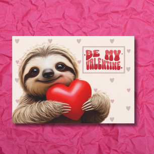 Cute Sloth "I love you sloooow much" Valentine's Holiday Card