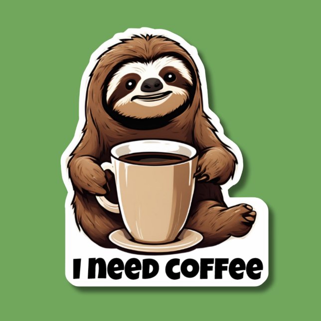 Cute Sloth I Need Coffee Waterproof (Creator Uploaded)