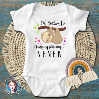 Cute Sloth I'd Rather Be Hanging with My Nenek Baby Bodysuit