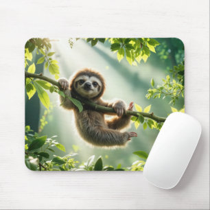 Cute Sloth In Sunbeams Mouse Pad