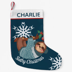 Cute Sloth in Sweater for a Slothy Christmas Small Christmas Stocking