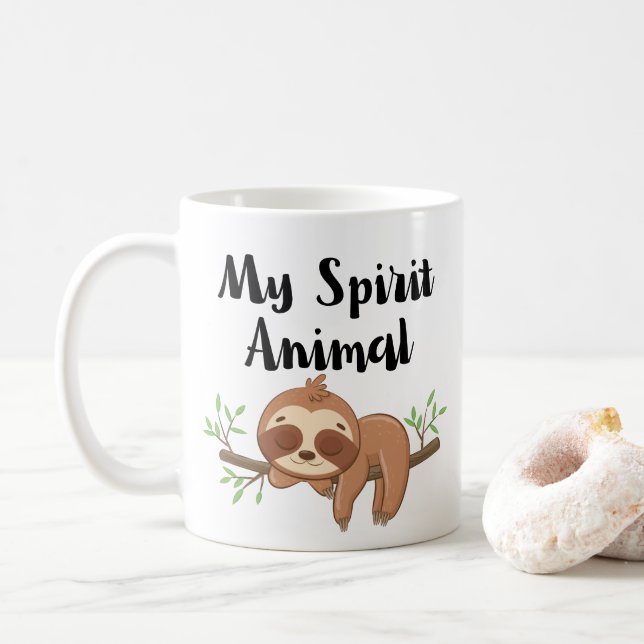 Cute Sloth is My Spirit Animal Coffee Mug (With Donut)
