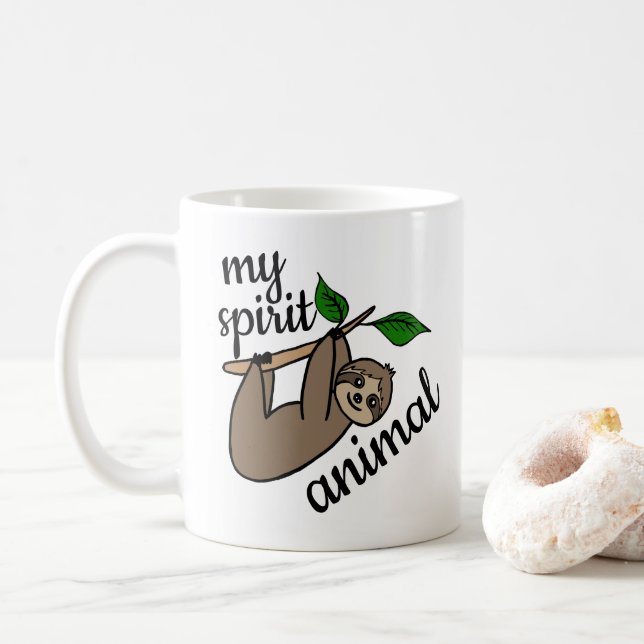 Cute Sloth is My Spirit Animal Coffee Mug (With Donut)