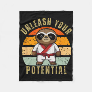 Cute Sloth Japanese Self Defence Karate Fleece Blanket