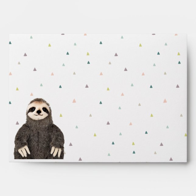 Cute Sloth Kid's Animal Birthday Baby Shower  Envelope (Front)