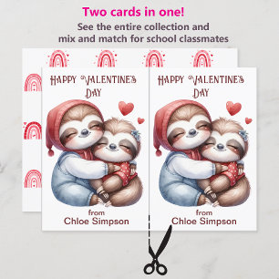 Cute Sloth Kid's Valentine Party Classroom Card