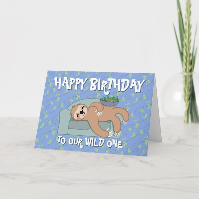 Cute Sloth Lazy Tropical Jungle Animal Birthday Card (Front)