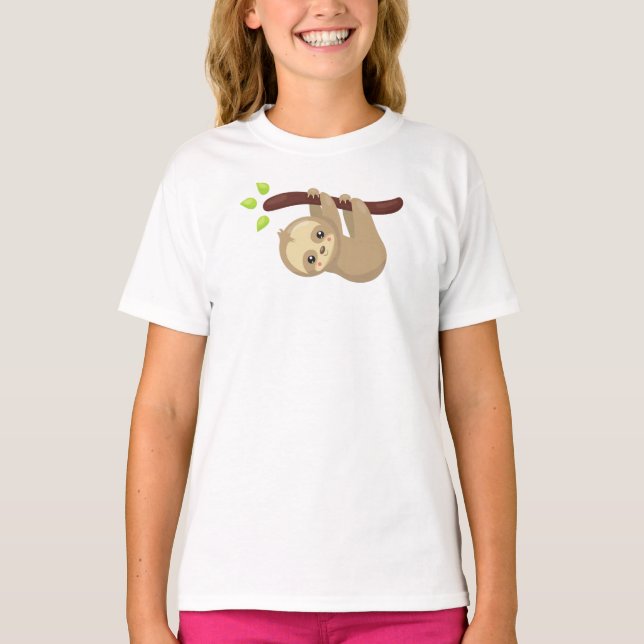 Cute Sloth, Little Sloth, Baby Sloth, Lazy Sloth T-Shirt (Front)
