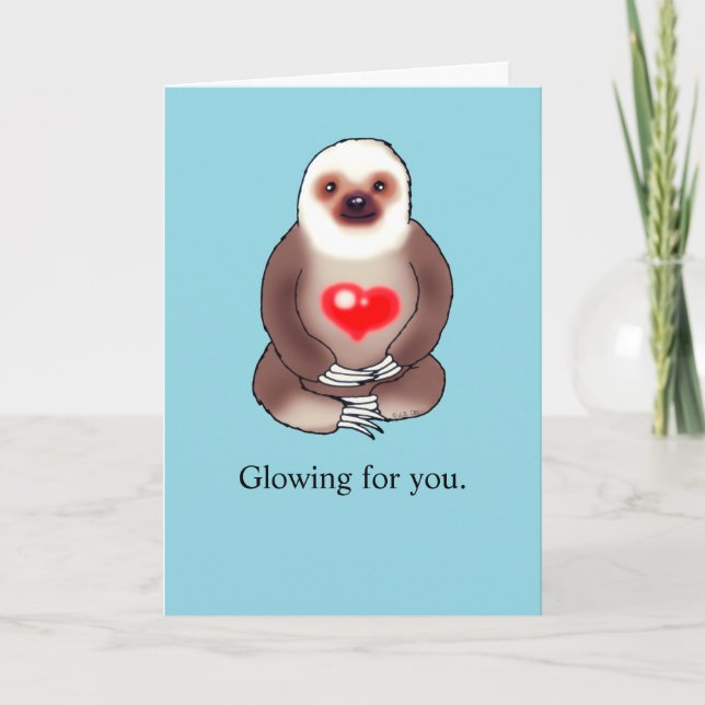 Cute Sloth Love Card with Heart (Front)