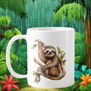 Cute sloth lovers add monogram coffee mug